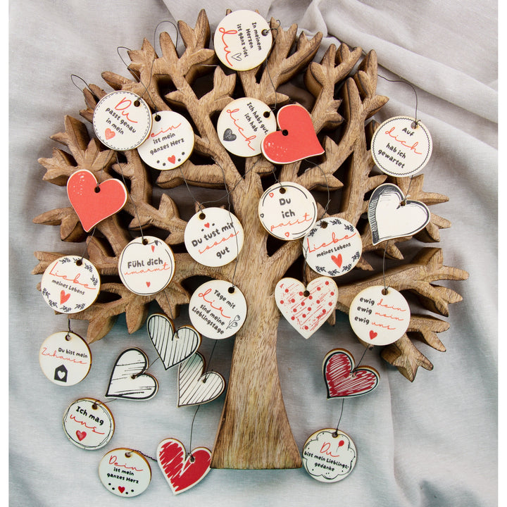 Geschenk 24 Herzen aus Holz mit Sprüchen Geschenk für Lieblingsmensch 4 cm - Foto 3