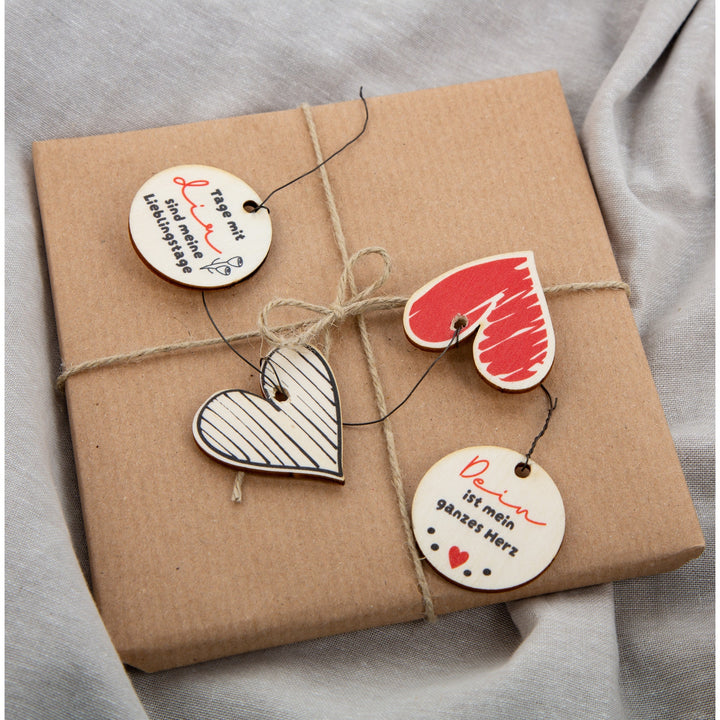 Geschenk 24 Herzen aus Holz mit Sprüchen Geschenk für Lieblingsmensch 4 cm - Foto 4