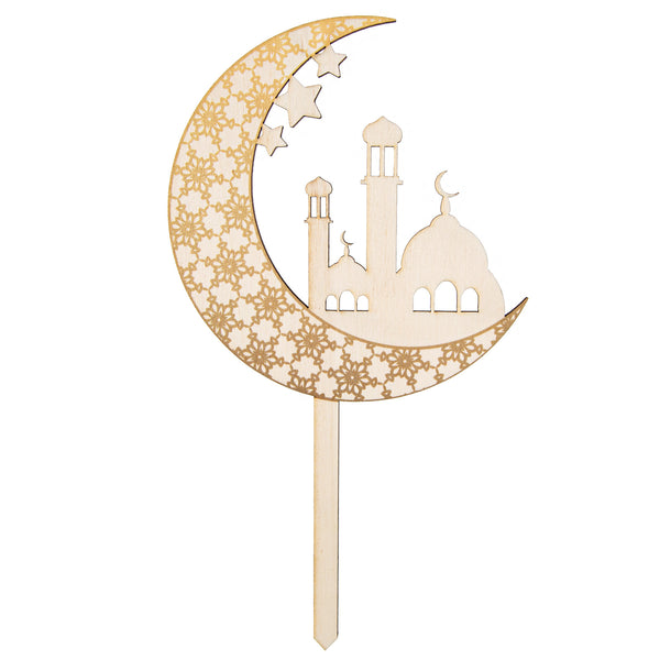 Ramadan Tortendeko Bayram Moschee Halbmond 18 cm Caketopper aus Holz - Foto 1