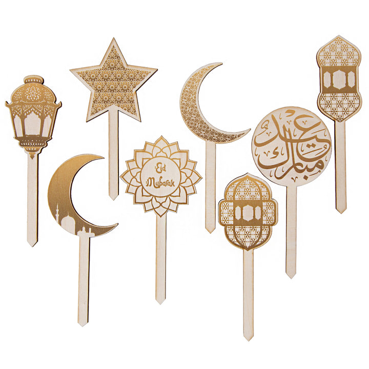 8 kleine Holzstecker für Baklava, Kuchen & Desserts Ramadan Deko Bayram Eid al-Fitr 12 cm - Foto 1