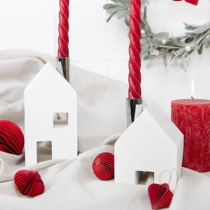 Kerzenständer aus Beton weiß Silber Geschenkset Weihnachten 12-18 cm - Foto 2
