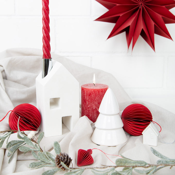 Kerzenständer aus Beton weiß Silber Geschenkset Weihnachten 12-18 cm - Foto 3