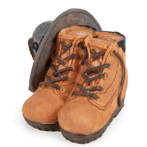 Spardose Wanderschuhe Geschenk für Wanderer mit Öffnung 11 x 11 cm - Foto 1