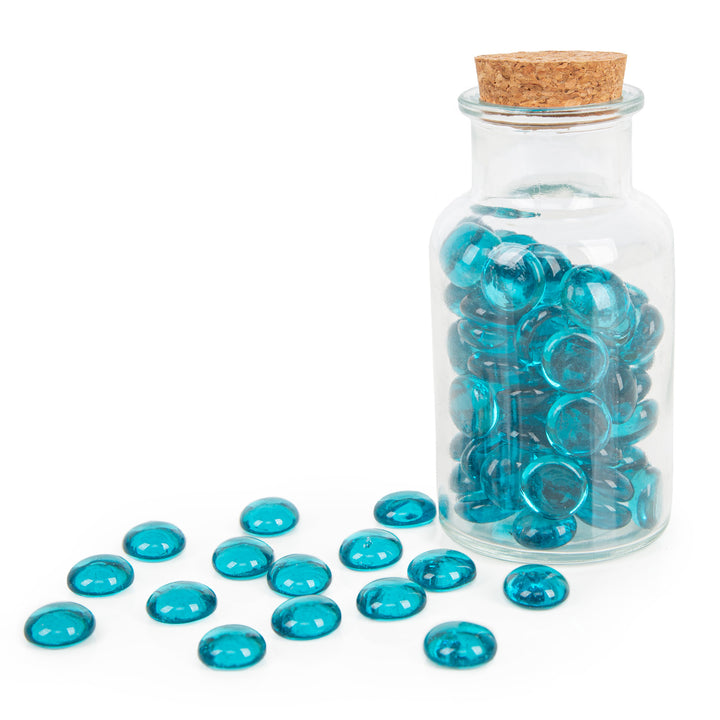 Blaue Glasnuggets Glassteine Mini Steine aus Glas rund flach 2 cm Maritime Dekoration Streudeko 400g - Foto 1