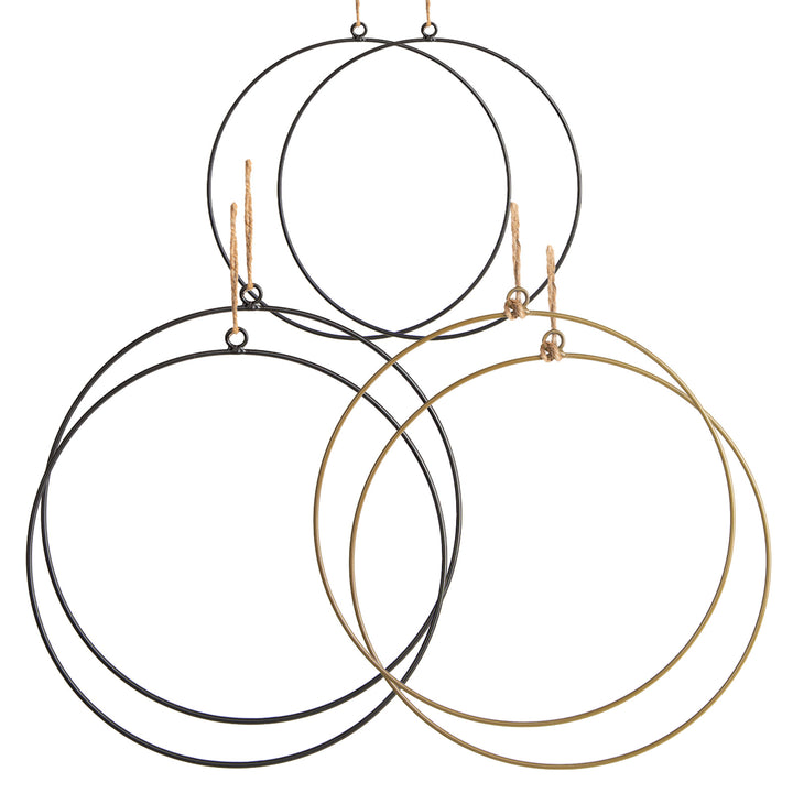 6 Metallringe zum Basteln und Dekorieren 20-28 cm Gold schwarz - Foto 1