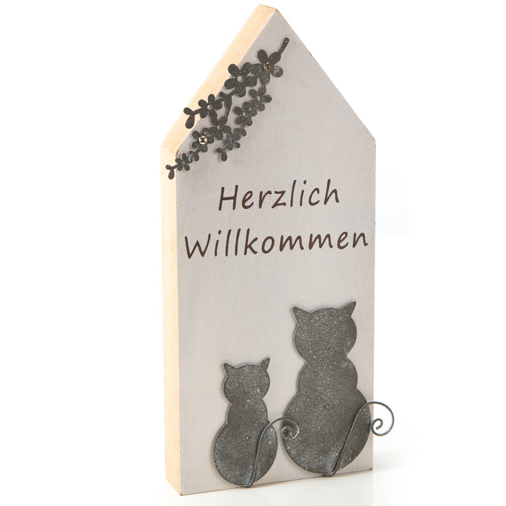 Logbuch-Verlag Katze aus Holz Dekofigur zum Hinstellen Geschenk Geburtstag Muttertag Dekokatze orange 19,5 x 12 cm