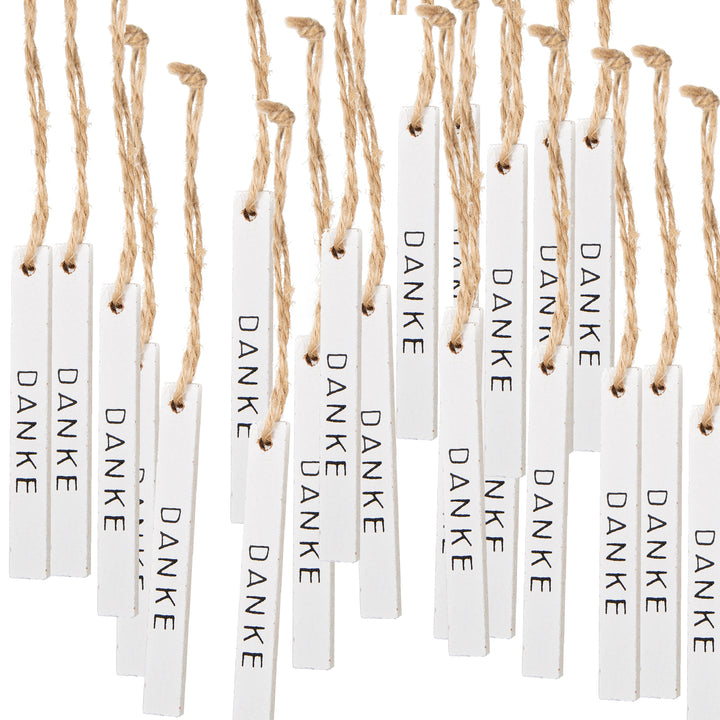 20 Danke Anhänger aus Holz für Geschenke - 8 cm weiß - Foto 1