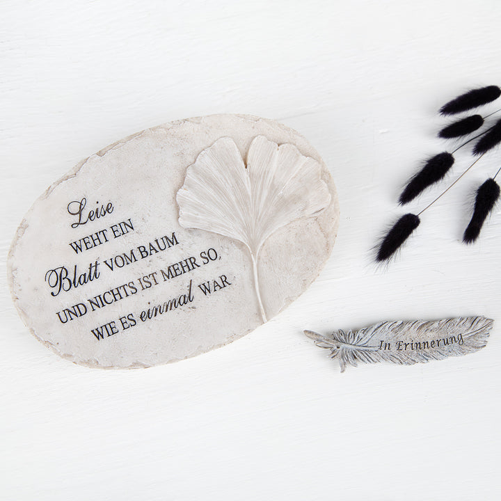 Grabstein Deko für den Friedhof mit Spruch creme Natur 24 x 9 x 16 cm - Foto 2