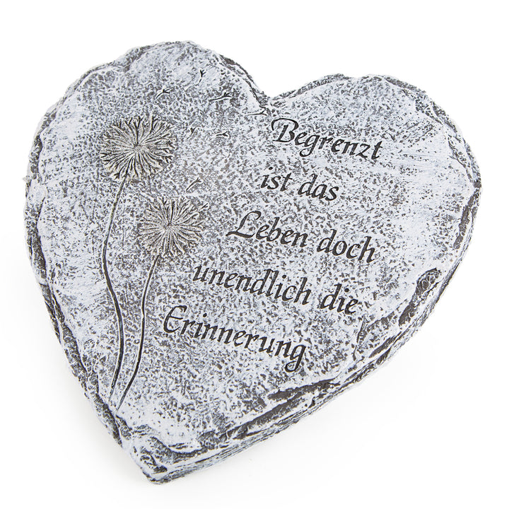 Herz als Grab Deko mit Spruch mit Pusteblume 18 x 6,5 cm Grabschmuck - Foto 1