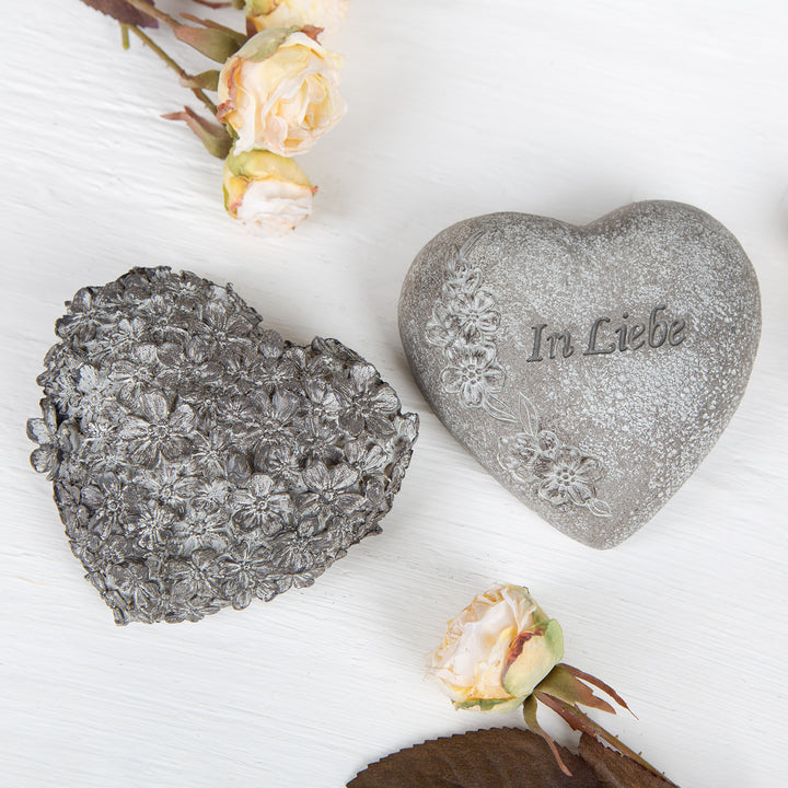 Grabschmuck Stein mit Text 17 x 11 x 7 cm silber hellgrau frostsicher