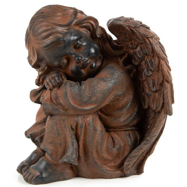 Großer Engel antik aus frostfestem Polyresin in Bronze Farbe als Schutzengel Deko Grab 16 x 24 x 23 cm - Foto 1
