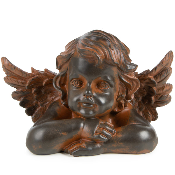 Große Engel Figur Büste 16 x 26 cm als Grabengel und Grabdeko aus frostsicherem Kunststoff Farbe wie Bronze - Foto 1