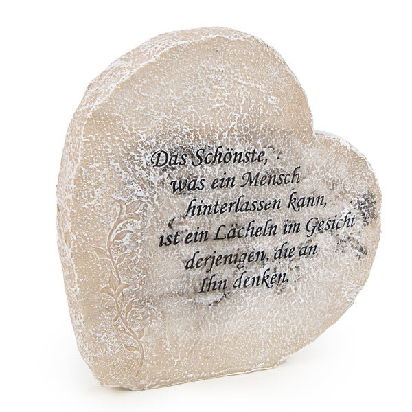 Grab Deko Herz mit Spruch 21,5 x 20,5 x 4 cm Grabschmuck Kunststein wetterfest - Foto 1