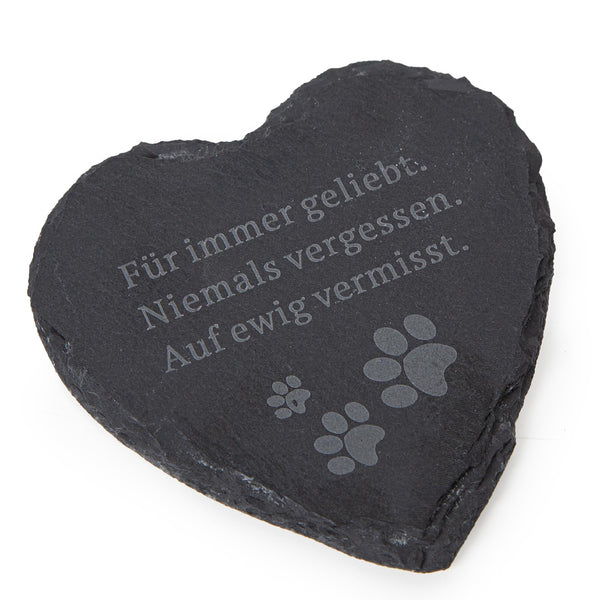 Kleines Herz Gedenkstein Andenken für Tiere 12 x 12 cm Schieferplatte grau - Foto 1