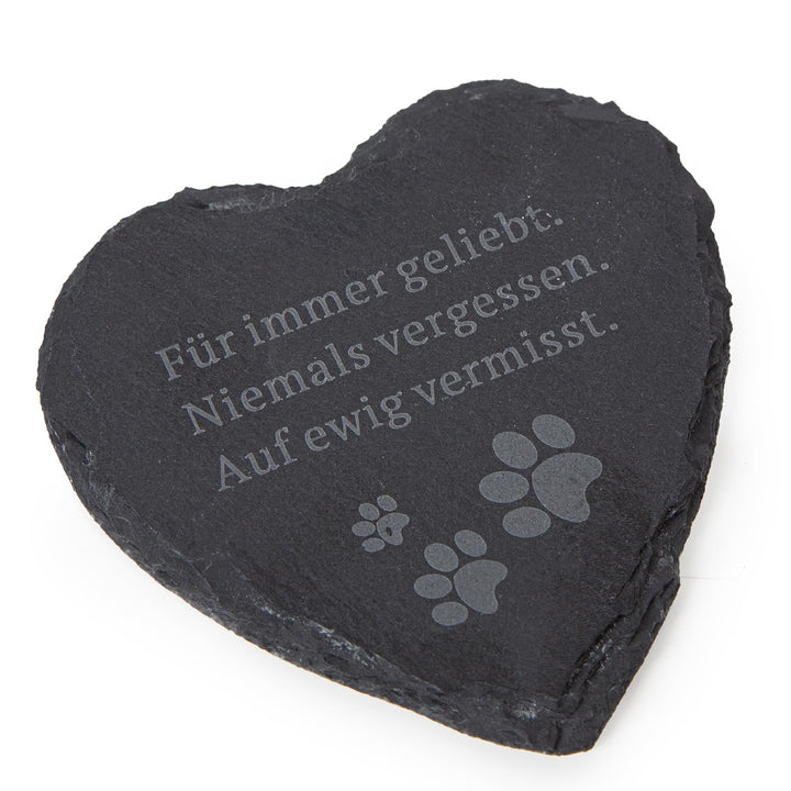 Kleines Herz Gedenkstein Andenken für Tiere 12 x 12 cm Schieferplatte grau - Foto 1