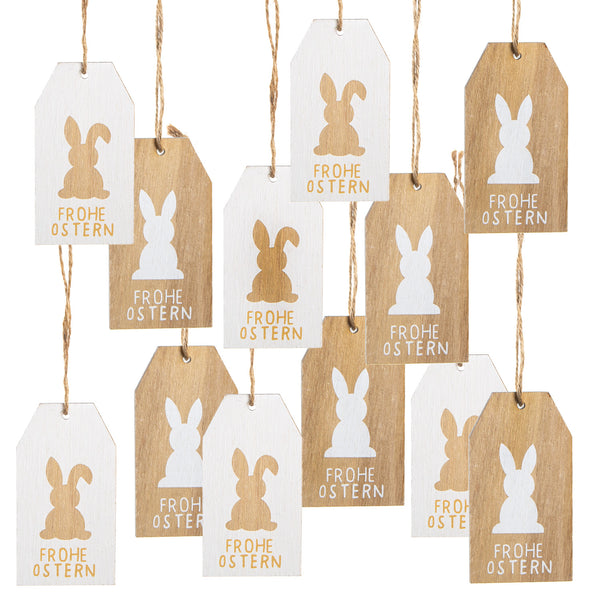 Logbuch-Verlag 6 Holzhühner Ostern Deko zum Aufhängen Osterstrauch Anhänger Hahn und Henne Holz 9 x 7,5 cm