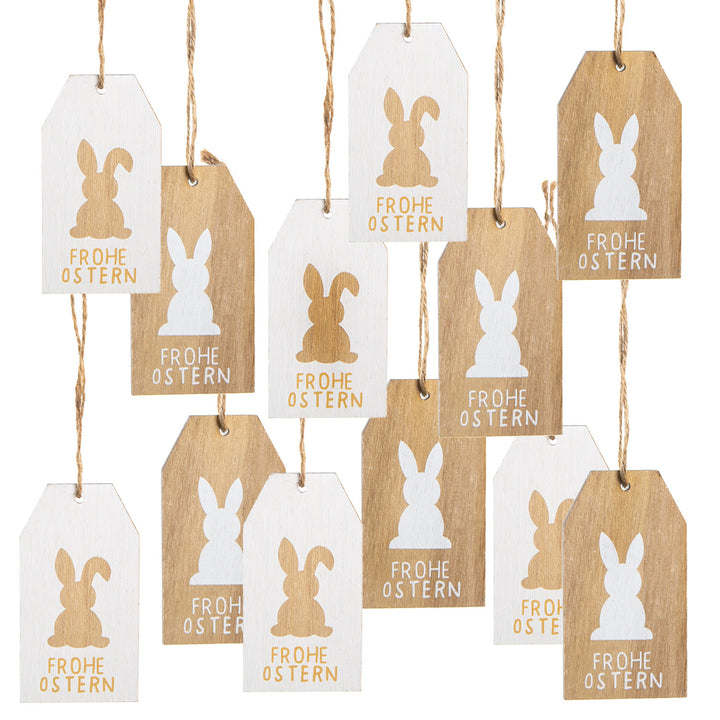 Logbuch-Verlag 6 Holzhühner Ostern Deko zum Aufhängen Osterstrauch Anhänger Hahn und Henne Holz 9 x 7,5 cm