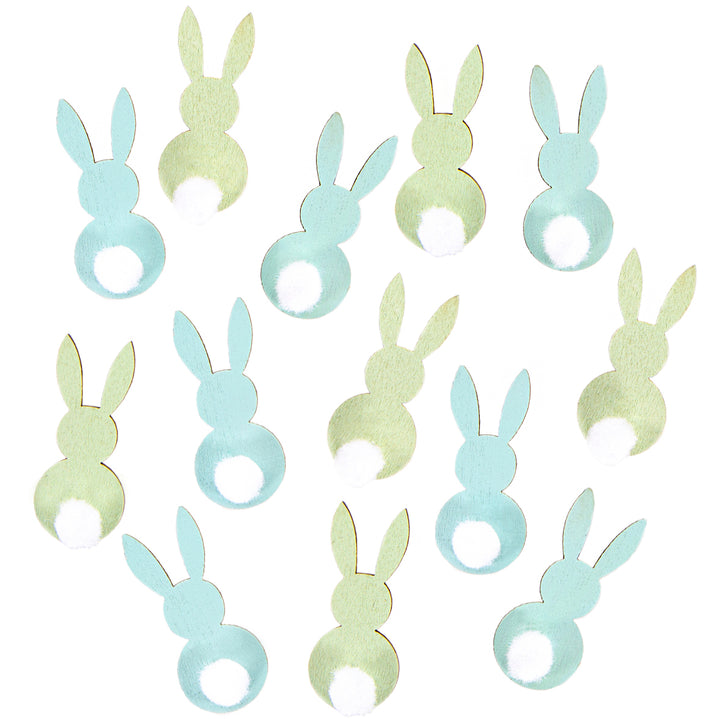 12 Mini Osterhasen zum Kleben aus Holz grün türkis 4 cm - Foto 1