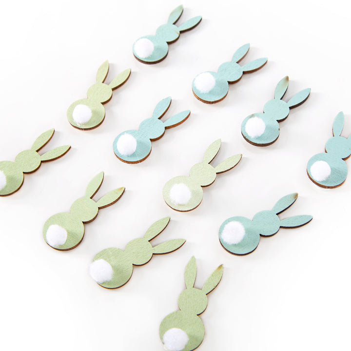 12 Mini Osterhasen zum Kleben aus Holz grün türkis 4 cm - Foto 2