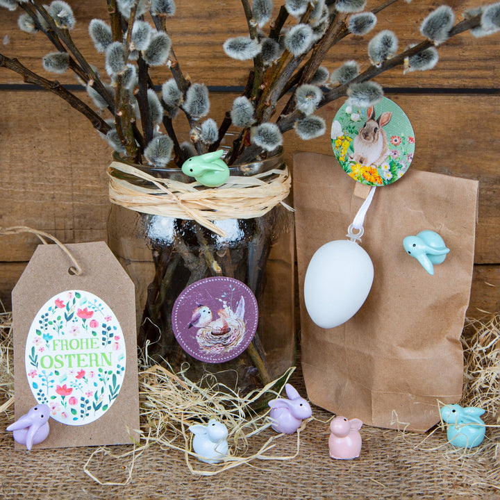 12 Mini Osterhasen bunt mit Klebepunkt Geschenk Ostern 2 cm - Foto 4