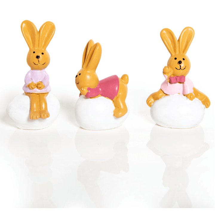 3 süße Osterhasen Ostereier Figuren rosa braun weiß 6 cm - Foto 3