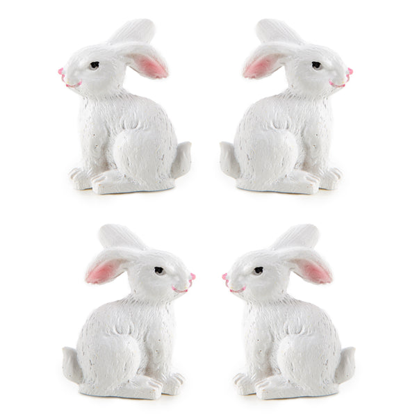 4 Mini Osterhasen Figuren weiß rosa Ostern Deko 3,5 cm - Foto 1