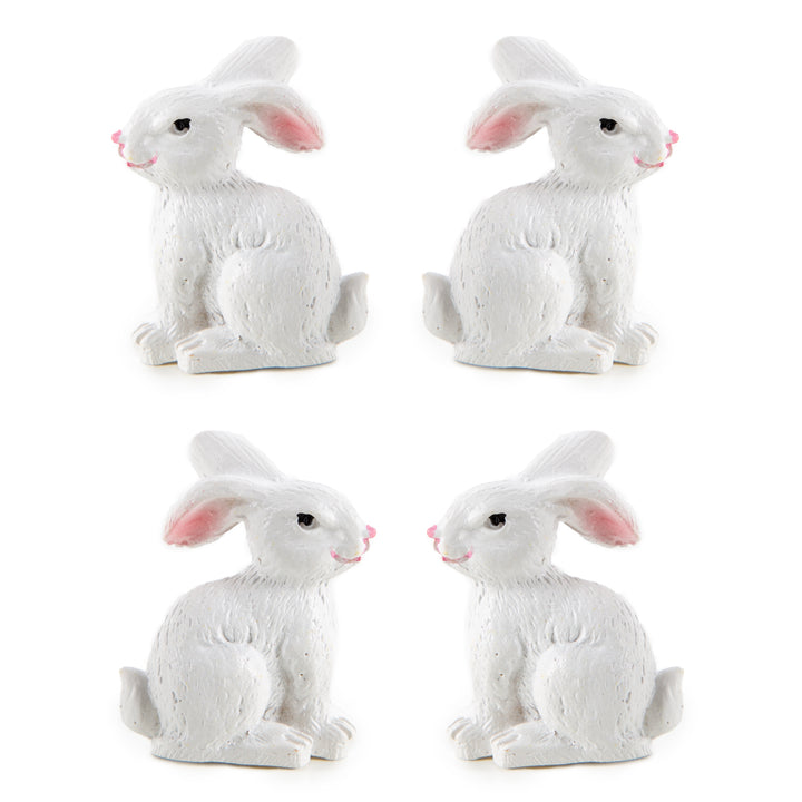 4 Mini Osterhasen Figuren weiß rosa Ostern Deko 3,5 cm - Foto 1