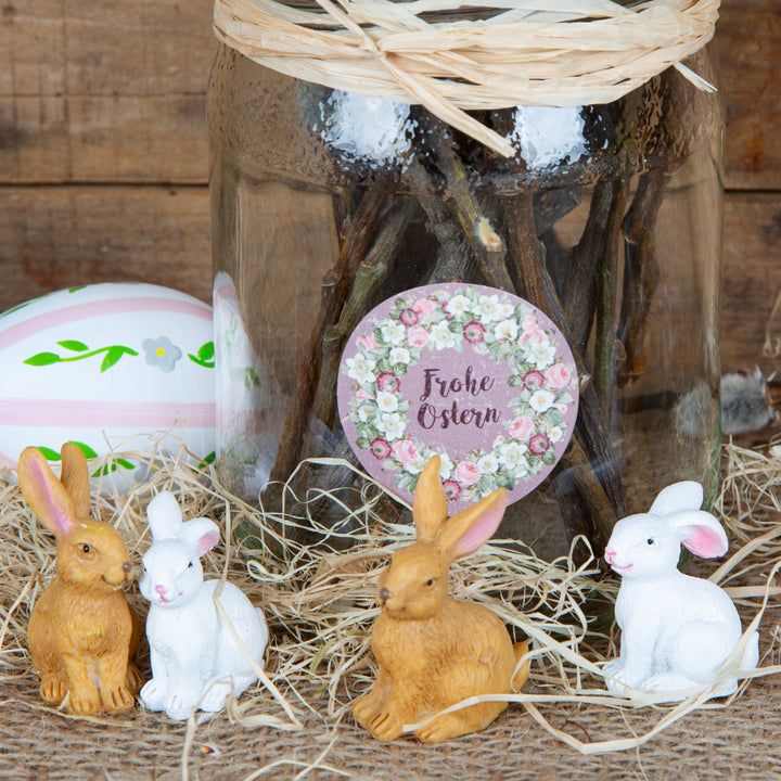 4 Mini Osterhasen Figuren weiß rosa Ostern Deko 3,5 cm - Foto 2