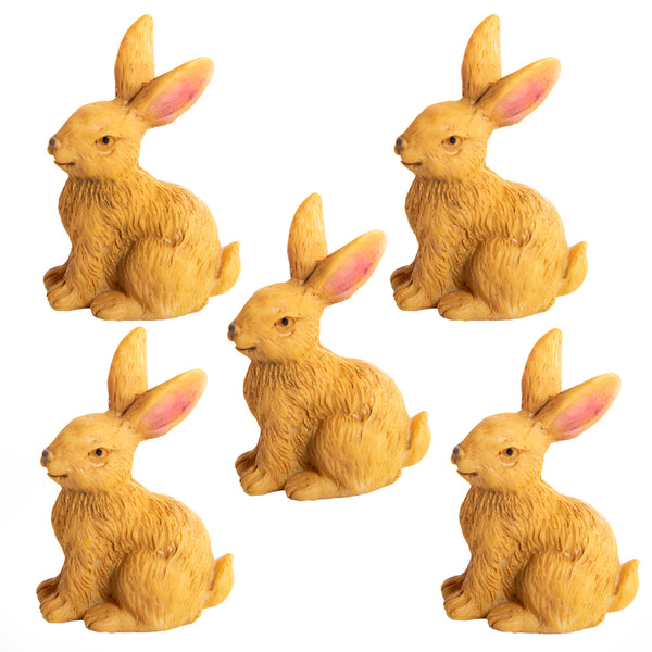 5 Mini Osterhasen braun Deko Hasen fürs Osternest 4,5 cm - Foto 1