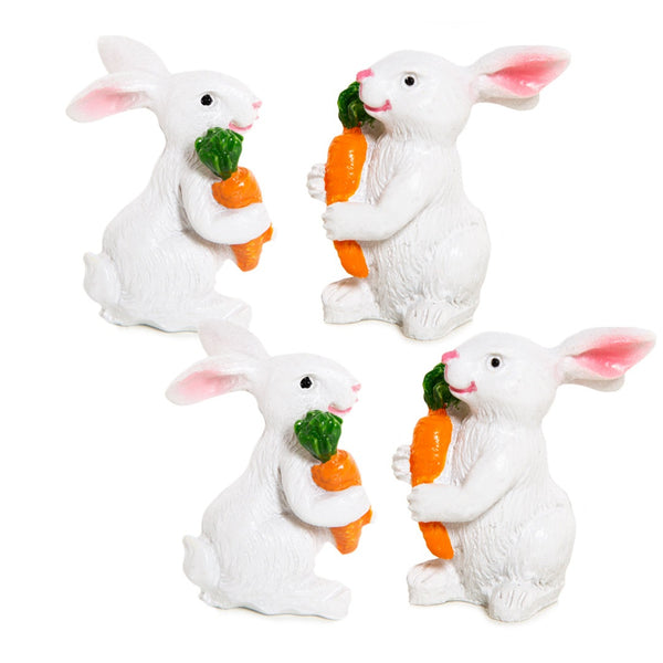 4 Mini Hasen mit Karotte weiß orange 3,5 cm - Foto 1