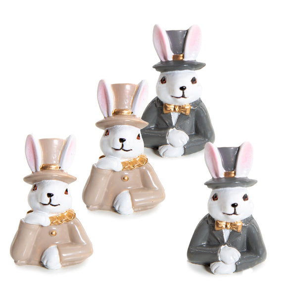 4 kleine Osterhasen Mini Figuren rosa grau Ostern 4,5 cm - Foto 1