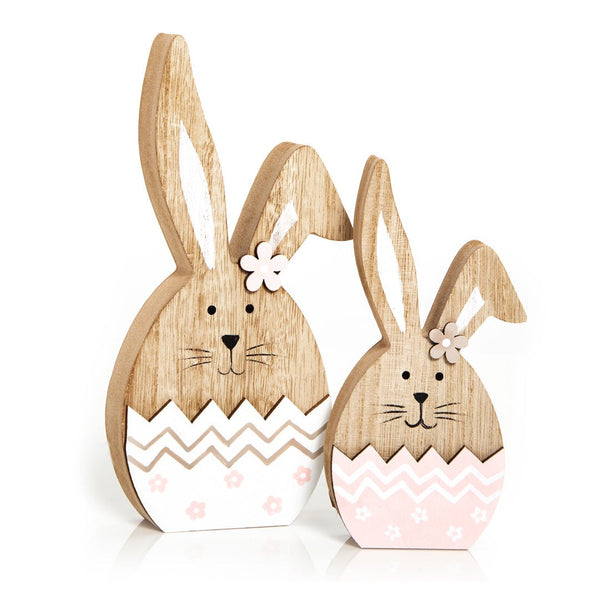 Osterhasen Set - 2 Holzhasen 18 cm + 14 cm Geschenkset - Foto 1
