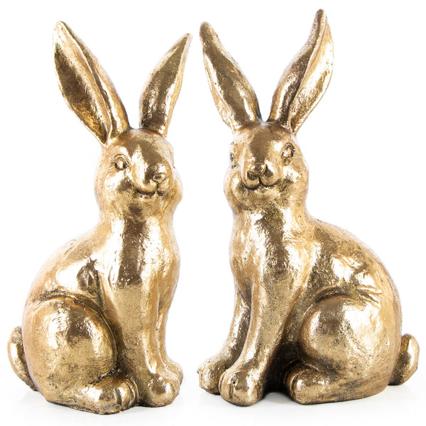 2 Osterhasen Figuren Gold glänzend edle Dekofiguren 24 cm - Foto 1