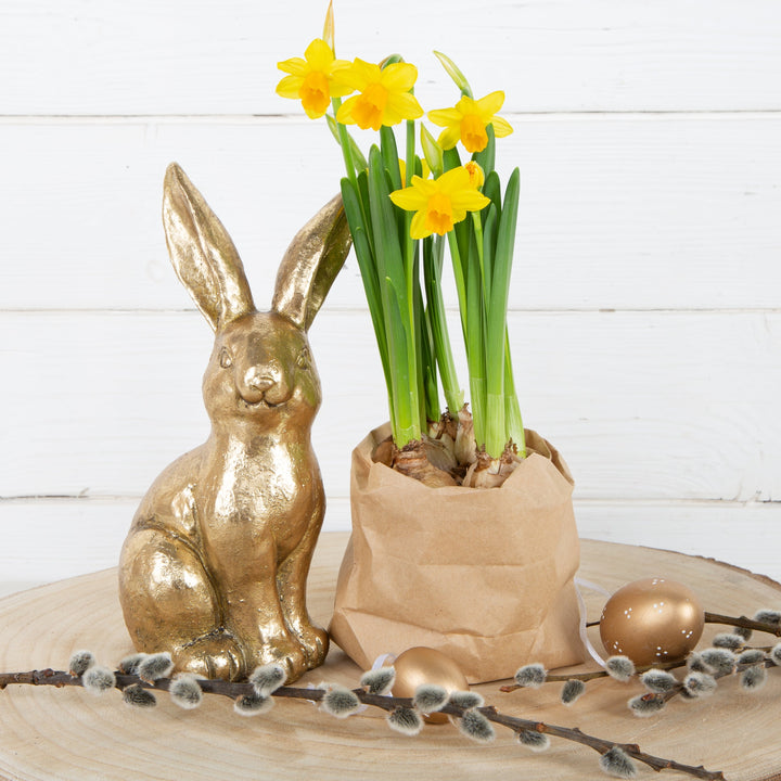 2 Osterhasen Figuren Gold glänzend edle Dekofiguren 24 cm - Foto 2
