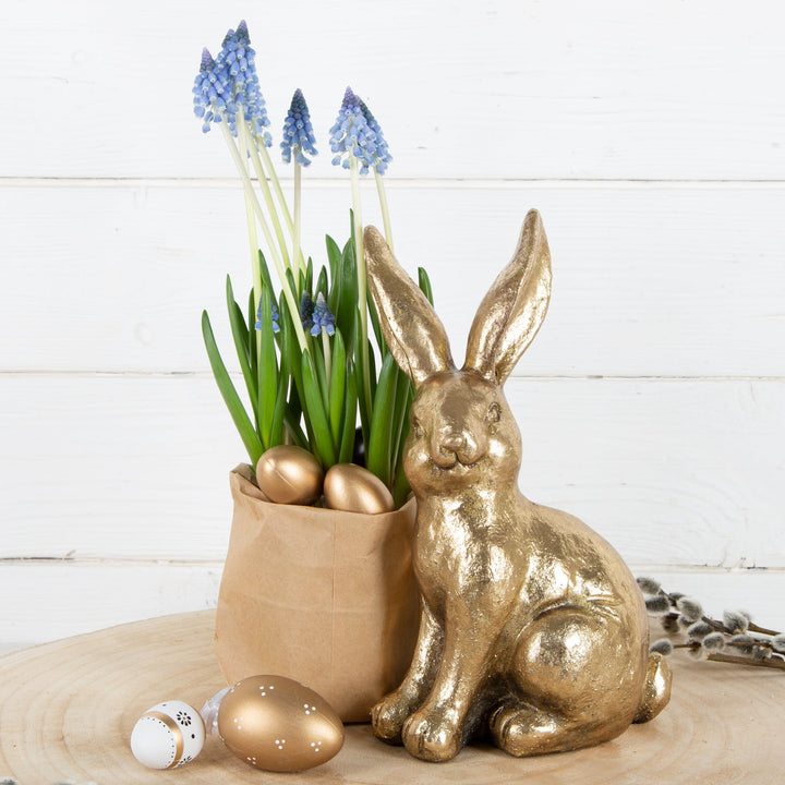 2 Osterhasen Figuren Gold glänzend edle Dekofiguren 24 cm - Foto 3