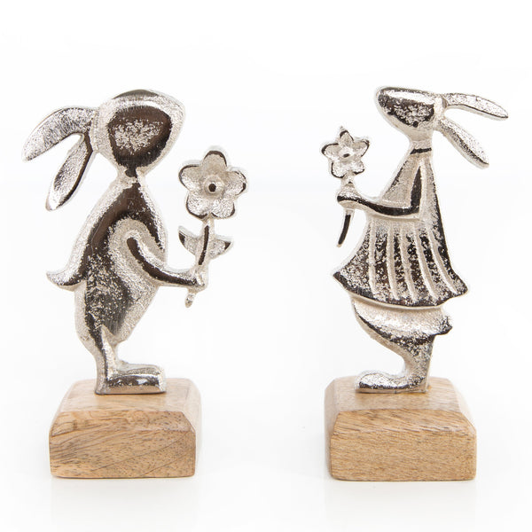 Paar Ostern Mann + Frau 14 cm silberfarben aus Metall - Foto 1