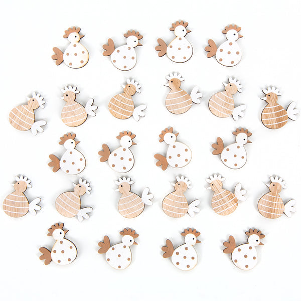 Ostern Tischdeko Set 24 Hühner Streudeko Natur weiß braun Basteln Dekorieren 4 cm - Foto 1