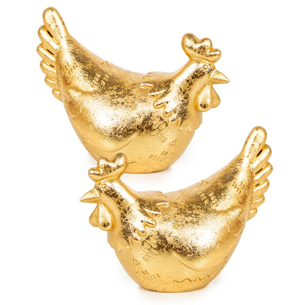 2 Hühner Figuren Gold 12 cm Osterdeko zum Hinstellen - Foto 1