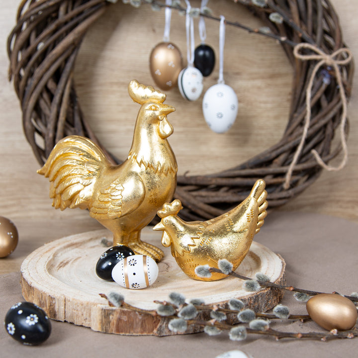 Große Gockel Figur Hahn zum Hinstellen gold Ostern Figur 18 cm - Foto 2