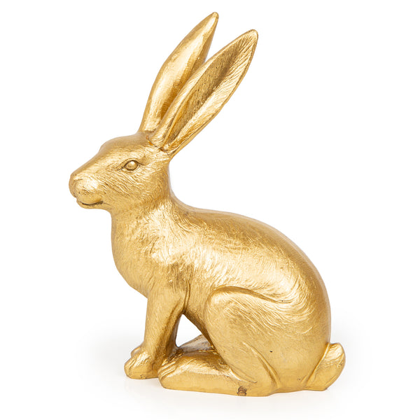 Osterhase Gold Hasenfigur aus Kunststein Dekofigur goldfarben 13x16cm - Foto 1