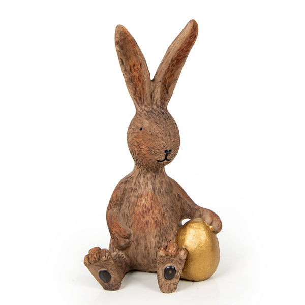 Osterhase Dekofigur braun Gold Ostern Deko Hase zum Hinstellen 17 cm - Foto 1