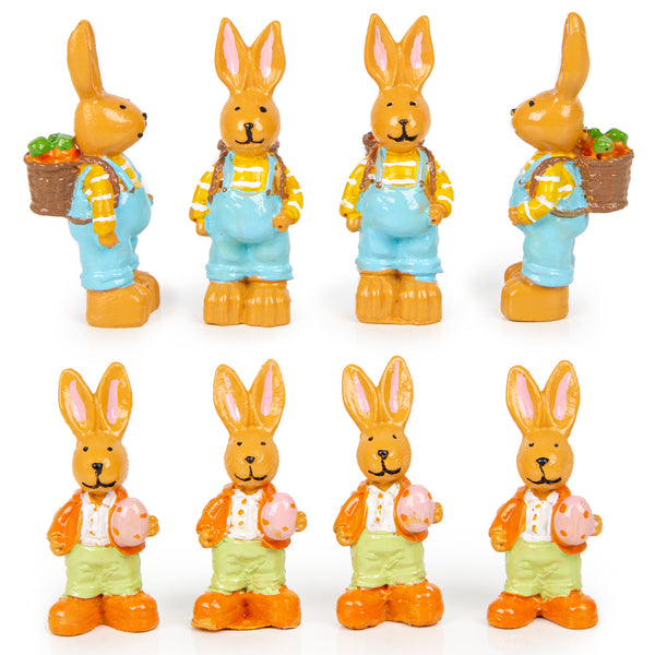 8 Mini Osterhasen Figuren kleine Bunte Hasen Ostergeschenk Ostern Tischdeko 4 cm - Foto 1