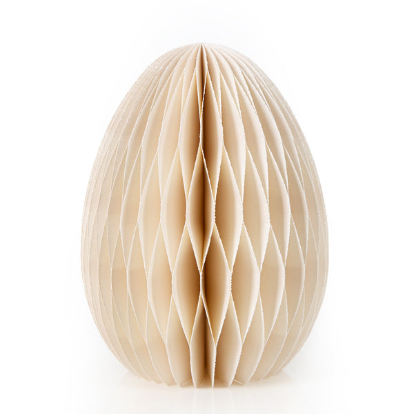 Osterei aus Papier beige zum Hinstellen Honeycomb Wabenball Ei 15 cm - Foto 1