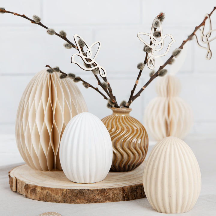 Osterhase aus Papier Honeycomb Waben Hase beige zum Hinstellen modern 20 cm - Foto 3