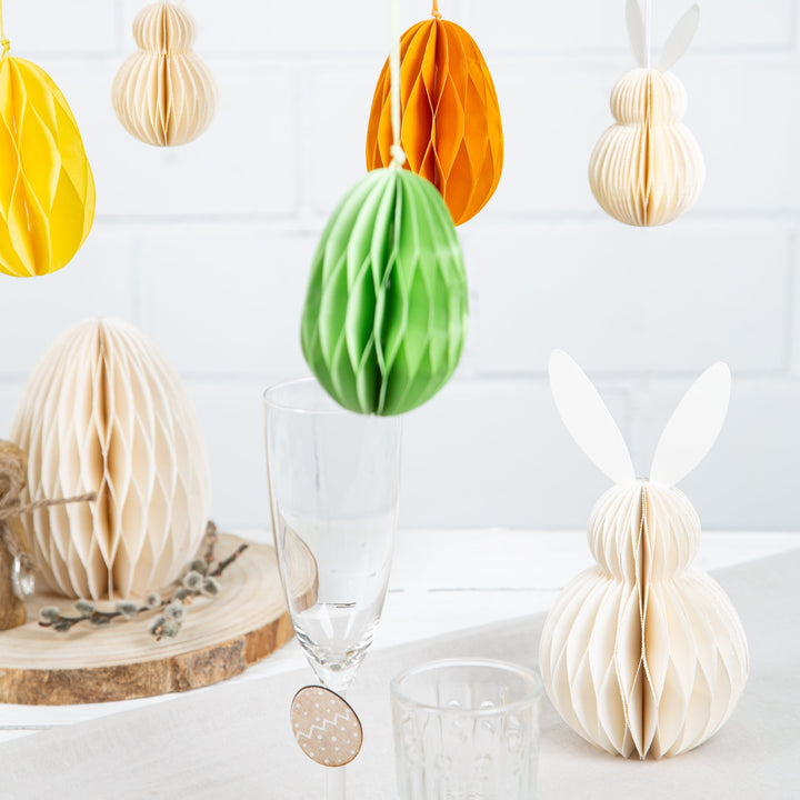 Osterhase aus Papier Honeycomb Waben Hase beige zum Hinstellen modern 20 cm - Foto 4