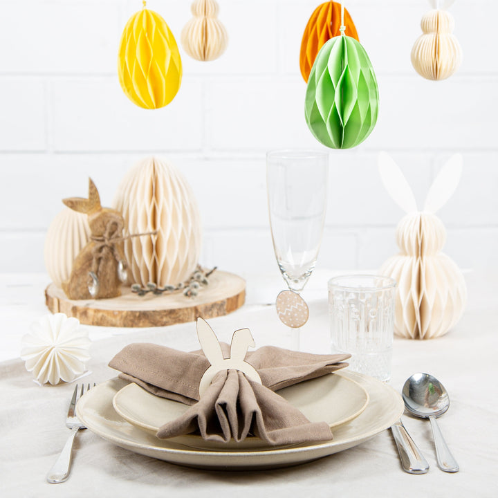 Osterhase aus Papier Honeycomb Waben Hase beige zum Hinstellen modern 20 cm - Foto 5
