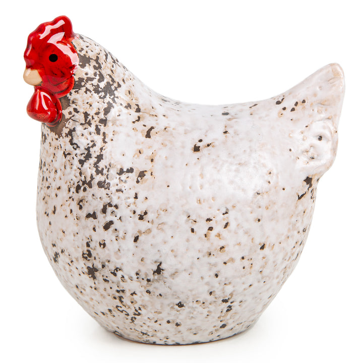 Huhn Dekofigur aus Keramik gesprenkelt - Moderne Osterdeko 14 cm - Foto 1