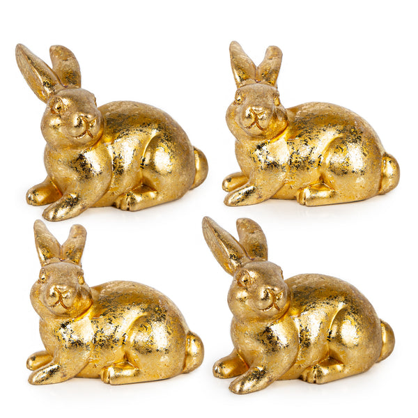 4 kleine goldene Osterhasen Ostern Deko Mini Geschenk für Kunden, Kollegen & Mitarbeiter Osterdekoration 5 cm - Foto 1