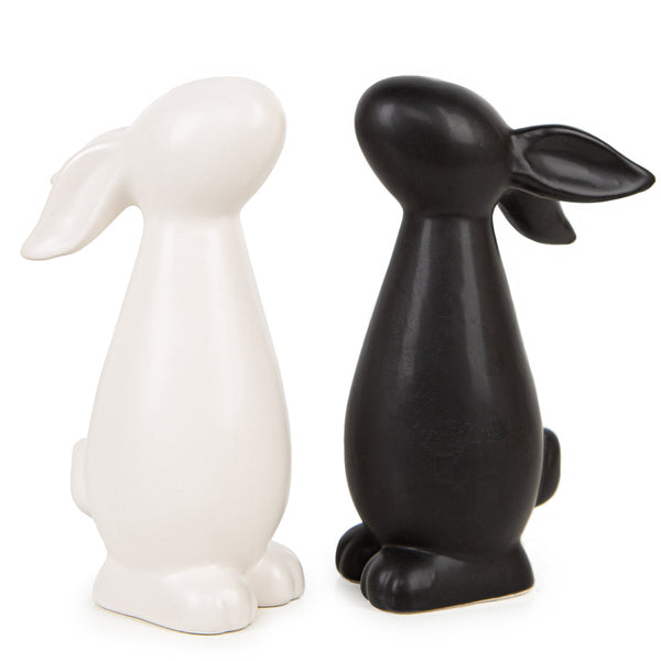 Osterhasen Set schwarz weiß Hasen aus Dolomit 17,5 cm Osterdekoration Geschenk Ostern - Foto 1
