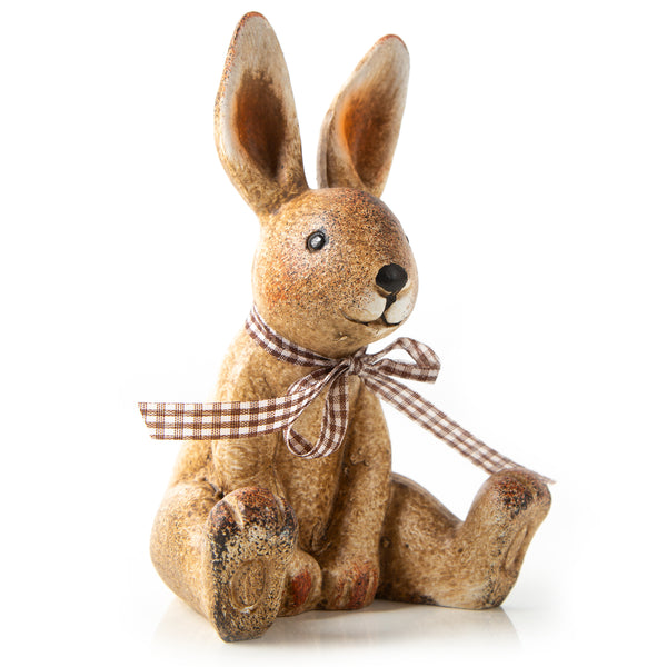 Keramik Hase zum Hinstellen Osterhase Figur braun Creme Osterdekoration Geschenk zu Ostern 16 cm - Foto 1